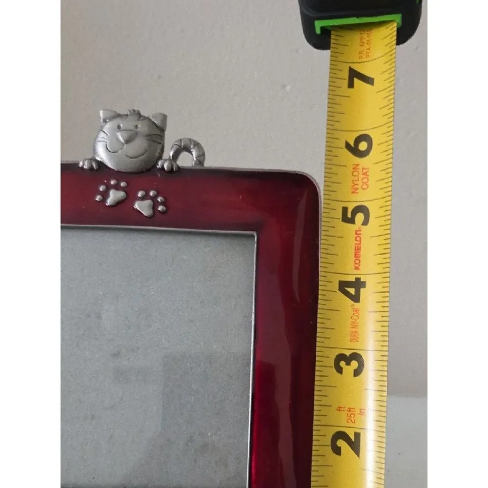 Red Cat Photo Frame with Pewter Accents